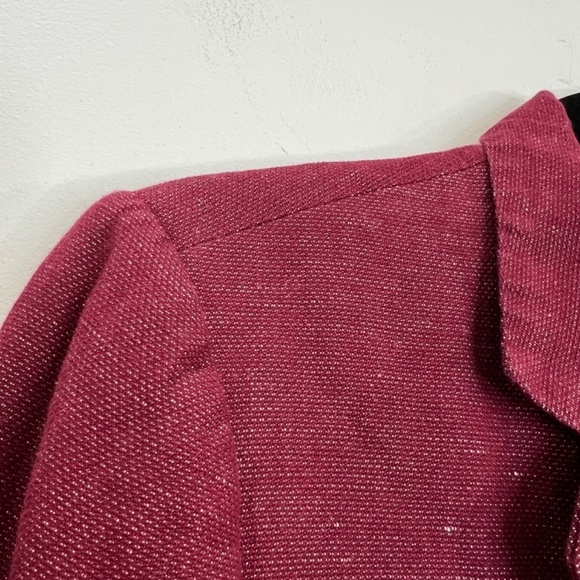 Lucky Brand burgundy linen blend 2 button roll sleeve unlined blazer jacket S - Picture 7 of 14